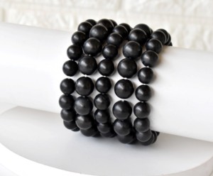 Premium Quality Black Shungite 8mm Round <b>Beaded</b> <b>Bracelet</b> Semi Precious Crystal for Meditation Fashion Jewelry At Best Price - Product Image 3