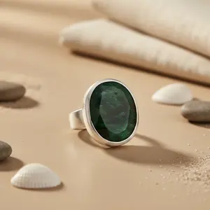 แหวนเงินแท้ 925 ชุบทอง 18K สไตล์เรียบง่าย ประดับมรกต สำหรับผู้หญิง ดีไซน์ทันสมัย ฝังอัญมณีตลอดชีวิต - Product Image 1