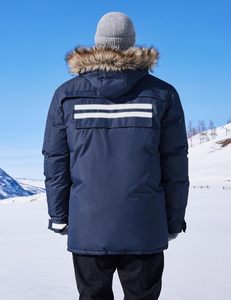 Coupe-vent d'hiver pour hommes Vestes isolées avec capuche Manteaux longs réfléchissants Conception épaisse chaude et résistante à l'eau - Product Image 3