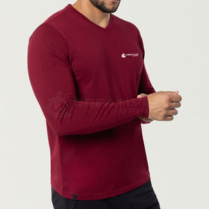 Camiseta de manga larga con cuello en V de alta calidad, perfecta para ropa informal, gimnasio, marca o obsequios de eventos - Product Image 6