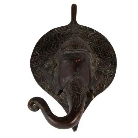 Großhandel hand gefertigte antike Messing Lord Ganesh Gesicht auf Blatt Luxus Wandbehang Kunst Dekoration Ornamente SNC-29