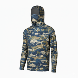 T-shirt de protection solaire tendance pour homme, respirant, à capuche, séchage rapide, UPF 50+, protection solaire, polyester/coton, pull-over pour la pêche en plein air, adultes - Product Image 5