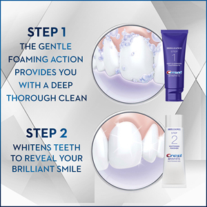 <strong>Crest</strong> 3DWhite Brilliance + Whitening Two-Step <strong>Toothpaste</strong>, Mint, 4.0 oz and 2.3 oz