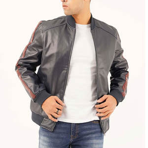 Blouson aviateur moderne en PU pour hommes avec col montant et poches latérales en cuir - Product Image 2