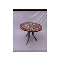 Vaisselle ronde indienne faite à la main pour café, salle à manger de Style moderne corne naturelle avec dessus en bois Table de luxe moderne créative