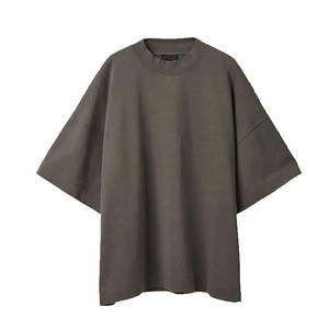 2025 hommes décontracté à manches courtes 100% coton T-Shirt col rond motif solide respirant Jersey goutte conception vierge le plus populaire OEM - Product Image 5