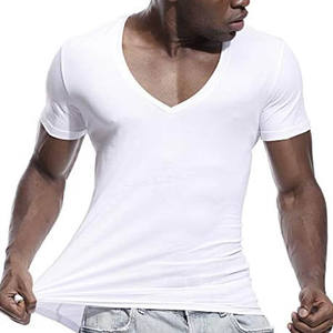 T-shirt slim unisexe à col en V Tri Blend pour homme avec coton/fibre de bambou écologique - Product Image 1
