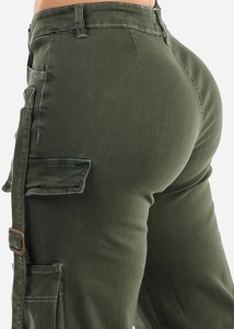 Streetwear décontracté personnalisé de haute qualité pour femmes pantalon cargo respirant avec poches à taille haute et devant plat de BD - Product Image 6
