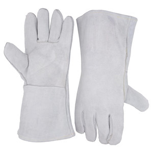 Guantes DE SEGURIDAD DE CUERO duraderos para soldar barbacoa guantes de trabajo industriales resistentes al calor OEM al por mayor guantes protectores de puño largo - Product Image 4