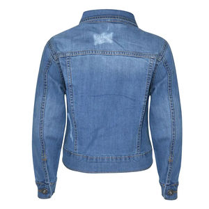 Chaqueta vaquera Blu de alta calidad para hombre, ropa de calle de estilo Retro desgastada ajustada, OEM, ODM, logotipo personalizado, proveedor al por mayor - Product Image 6