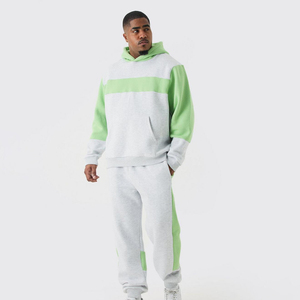 Ensemble de survêtements d'hiver en coton respirant et épais personnalisés pour hommes avec col à capuche sérigraphie - Product Image 1