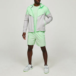 OEM Custom Men's Windbreaker Tracksuit Two-Piece Short Set with Zip and Hooded Jogger <b>Waterproof</b> <b>Clothing</b> Short Set Windbreaker - Product Image 4