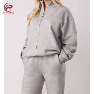 ชุดวอร์ม2ชิ้นสำหรับผู้หญิงชุดวอร์มเสื้อวอร์มแบบรูดซิปและกางเกงเลานจ์พร้อมโลโก้ที่กำหนดเอง - Product Image 2