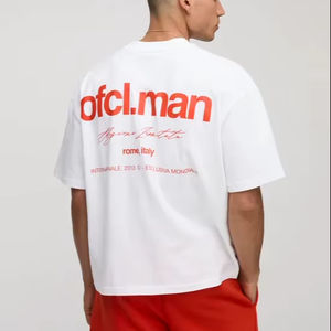 T-shirt streetwear surdimensionné pour homme 2025, 100 % coton, 250 g/m², fil teint, tricoté, qualité de couture premium personnalisée, vente en gros longue durée - Product Image 1