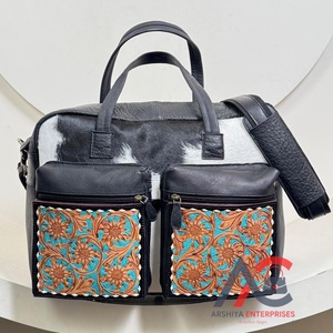 Manufacturer Custom Hand Tooled Leather Mommy <b>Nappy</b> <b>Bag</b> Genuine Cowhide Multi-Pocket for Organization Crossbody Shoulder Handbag - Product Image 1