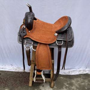Ensemble de selle western en cuir et bois de qualité supérieure pour la course de barils avec motifs décoratifs |   Accessoires en acier inoxydable façonnés à la main, ensemble de tack gratuit pour l'équitation - Product Image 3