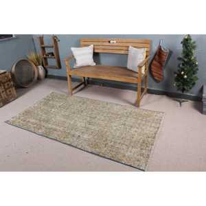 Tapis vintage 3,5x6,5 pieds, tapis d'inspiration turque, tapis rayé marron - Product Image 1