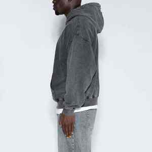 Sweat-shirts pour hommes en molleton français personnalisé de 500 g/m², vintage, délavé, surdimensionné, délavé à l'acide, décoloré par le soleil - Product Image 4