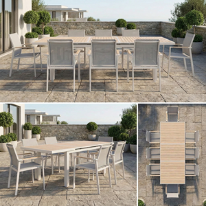 Table à manger extérieure moderne <span class=keywords><strong>en</strong></span> alliage d'aluminium léger extensible, <span class=keywords><strong>longueur</strong></span> réglable, résistante aux intempéries, parc, patio, <span class=keywords><strong>jardin</strong></span> - Product Image 4