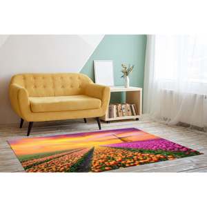 Alfombra con Estampado de Tulipanes: Decoración Rústica Vibrante para Espacios Modernos, con Pelo Suave - Product Image 3