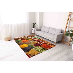 Kitchen Spices Print <b>Rug</b>: Modern Decor, Anti-Slip Carpet,<b>Chenille</b> <b>Rug</b> - Product Image 5