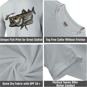 เสื้อตกปลาแขนยาวระบายอากาศได้ดี แห้งเร็ว ป้องกันรังสียูวี SPF UPF 50 ผลิตจากโพลีเอสเตอร์ทนทาน ไซส์ใหญ่สำหรับเด็กชาย พร้อมโลโก้สั่งทำได้ - Product Image 4