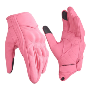Women Biker Gloves Pink Outdoor Motobike Gloves Motorcycle Auto Racing Wear Genuine Leather Gloves For Women - Product Image 1