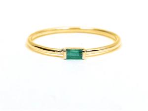 Minimalista Simple Baguette Esmeralda Joyería Fina Anillos Delicada Plata Esterlina para Boda y Fiesta - Product Image 4