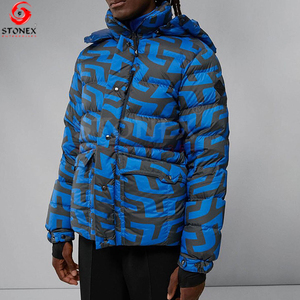 Custom Men's <b>Canvas</b> High Street Puffer <b>Jacket</b> Winter Warm Slim Fit Casual Shiny Hooded Outdoor - Product Image 2