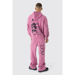 Survêtement Homme en Coton de Haute Qualité French Terry Surdimensionné Multi-Placement Graffiti Zip up Gusset à Capuche - Product Image 2