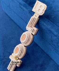 Pendentif Moissanite Hip Hop lettre personnalisée glacé avec pierres rondes et matériau solide en argent sterling 925 - Product Image 4