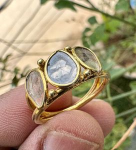 แหวนเงินสเตอร์ลิง925ชุบทองวินเทจประดับเพชรขอบกุหลาบธรรมชาติสำหรับเป็นของขวัญในงานแต่งงานงานครบรอบ - Product Image 2