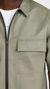 เสื้อเชิ้ตหนังแขนยาวสำหรับผู้ชายเสื้อสตรีทเสื้อหนังงานตามสั่ง - Product Image 3