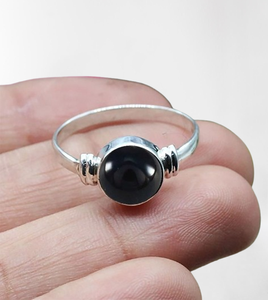 925 Sterling <b>Silver</b> Solid Boho Style Natural <b>Ring</b> Stamp Jewelry 925 Sterling <b>Silver</b> <b>Spinner</b> Black Onyx Handmade Gemstone <b>Ring</b> - Product Image 1
