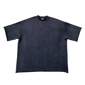 T-shirt en coton épais lavé à l'acide vintage pour hommes personnalisé 360 GSM surdimensionné col rond Streetwear T-shirt blanc vêtements pour hommes - Product Image 3