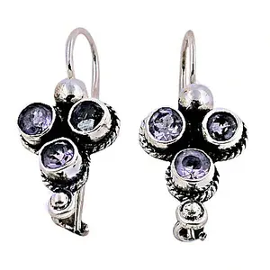 Boucles d'oreilles pendantes en améthyste cristalline pour femmes - Bijoux en argent 925 - Product Image 1