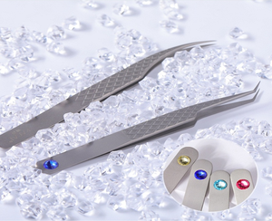 Pinzas para extensiones de pestañas con agarre de diamante, pinzas para pestañas con logotipo personalizado, pinzas de alta calidad con embalaje personalizado - Product Image 1