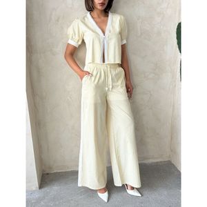 Pantalones a Rayas para Mujer con Detalle de Encaje - Product Image 4