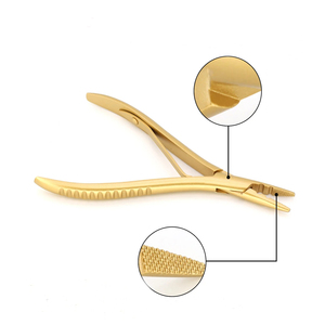 Kit d'outils d'extension de cheveux de pinces à ruban adhésif en or pour femmes professionnelles avec Logo personnalisé Micro anneaux matériaux en silicone en acier inoxydable - Product Image 6