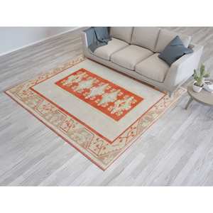 Tapis en laine imprimé orange, décoration de ferme, patchwork, dos en latex, style turc, épaisseur moyenne, tapis doux écologique - Product Image 1