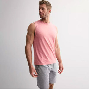 Camiseta deportiva sin mangas de algodón con logotipo personalizado GSM 180, ropa de gimnasio activa para Fitness, chaleco para hombre, camiseta sin mangas para hombre, azul marino - Product Image 3