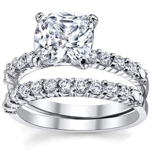 Metal Masters Women's 2 Carat Emerald Cut Sterling Silver <b>Cubic</b> <b>Zirconia</b> Wedding <b>Ring</b> <b>Engagement</b> Band Bridal Set SZ 5 - Product Image 1