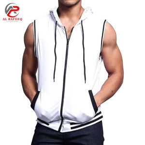 Custom Logo <b>Mens</b> <b>Sleeveless</b> <b>Hoodie</b> Casual Slim Fit Zip up Drawstring Plain Tank Top Hooded Vests Solid Hoodies andSweatshirts - Product Image 6