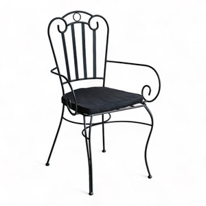Durable Comfortable Traditional Style Wrought Iron Cafe <b>Chair</b> with Decorative Pattern <b>Stackable</b> for <b>Outdoor</b> Balcony Use-GCF110 - Product Image 1