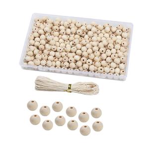 Set di 300 Perline in Legno Fai-da-Te, Scatola Colore Legno Naturale, Perline in Legno per Infilare, Perline Rotonde, Accessori Combinati con Corda Cerata - Product Image 5