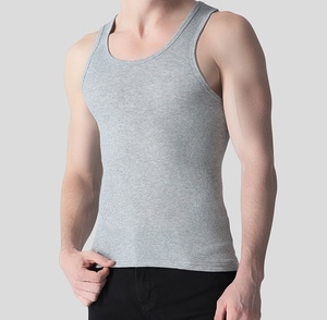 High Quality Factory Wholesale Gym tank Top <b>Men</b> Blank Black White Gray <b>Singlets</b> <b>Men</b> Ribbed Polyester tank Tops Opp Bag - Product Image 3