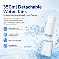 Tragbarer Mundduschen-Irrigator, 350 ml, abnehmbarer Tank, IPX7, USB wiederaufladbar, 4 Modi, 360° Düse, Dental Jet für Zuhause und Reisen