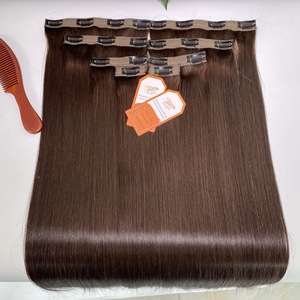 Precio al por mayor de fábrica Clip recto en extensiones de cabello 100% cabello humano vietnamita crudo Super doble dibujado Color marrón oscuro - Product Image 2