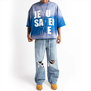 Camisetas Gráficas Oversize de Algodón 100% con Hombros Caídos, Estilo Vintage Streetwear, Lavado Ácido, Venta al por Mayor - Product Image 2