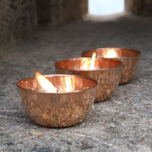 Awesome Quality Pure Copper <b>Hammered</b> Design Votive <b>Holder</b> Elegant Style Glass Wax Candle Jar for Office Home Lighting Decoration - Product Image 2